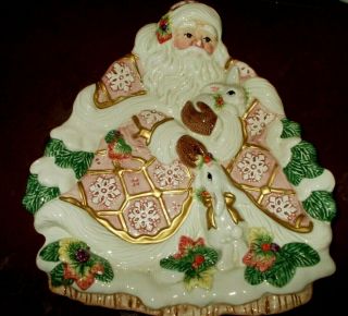 Christmas Fitz And Floyd Classics Snowy Woods Santa Serving Plate Tray 10 - 1/8 "