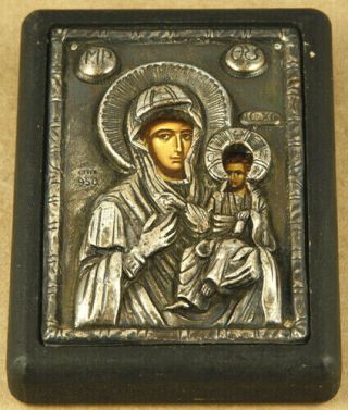 Greece Mother Of Christ.  950 Silver Icon 78x105mm