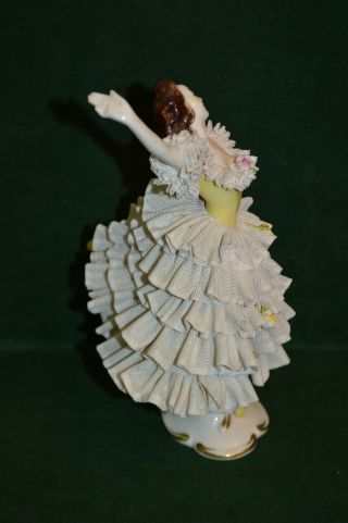 Vintage Volkstedt Dresden Lace Ballerina Figurine 3