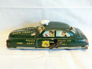Vintage Marx Tin Litho Wind Up Dick Tracy Police Dept Squad Car No.  1