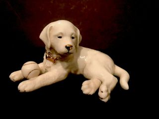 Lenox Porcelain Puppy Dog Lab Figure Ivory & 24k Gold Accent.  Euc