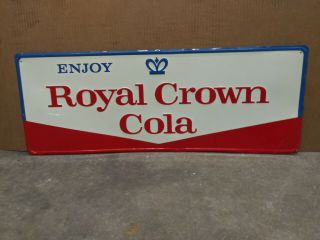 Vintage 1950s Royal Crown Cola Embossed Metal Sign Soda Pop Cafe Parlor Diner