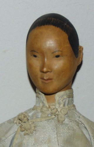 Antique Chinese Doll Door Of Hope Woman Wood