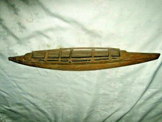 Vintage Miniature South Pacific Polynesia,  Micronesia Island Wood Outrigger Canoe