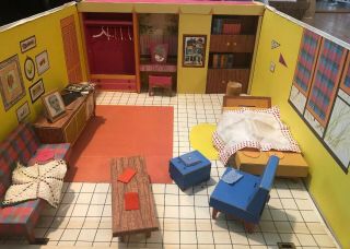 Vintage Barbie Dream House 1962 Cardboard With Furniture Mattel