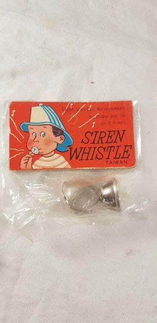 Vintage Siren Whistle Ring.  In Package.  Five And Dime Store Style.  Nos Metal