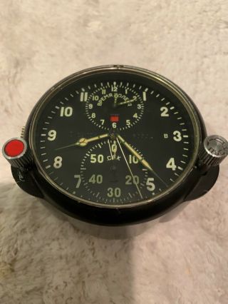 Russian Soviet Ussr Military Airforce Aircraft Cockpit Clock Achs - 1 Plane