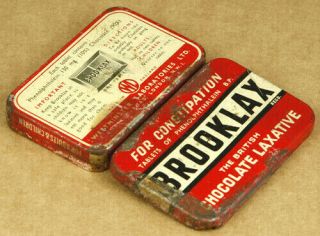 Brooklax Vintage Chocolate Laxative Tablets Empty Tin 6.  6x4.  4cm Made in England 2