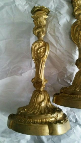 Estate - Large Louis XV Style Ormolu Gilt - Brass Candlesticks 2