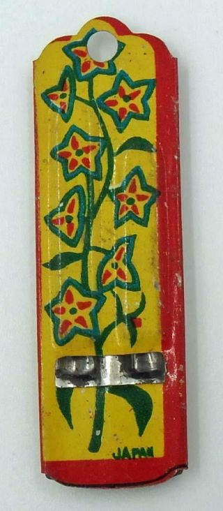 Vintage Pre - War Japanese Tin Whistle - Flowers On A Vine