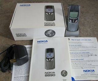 Wow Rare Vintage Nokia 8890 Silver Titanium Metallic Cellular Phone
