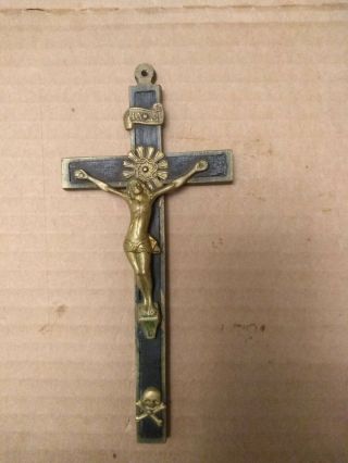 Gorgeous Antique Pectoral Cross Priest Nuns Crucifix W/ Skull & Crossbones