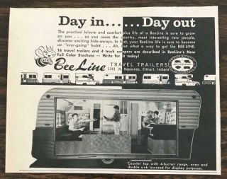 1966 Bee Line Travel Trailers Print Ad Day In Day Out