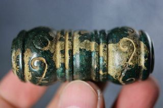 Ancient Chinese Old Green Jade Amulet Bead Pendant H21