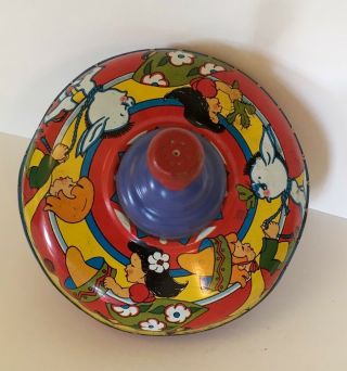 Vintage Child Metal Tin Toy Spinning Top Ohio Litho - Mexican Southwestern