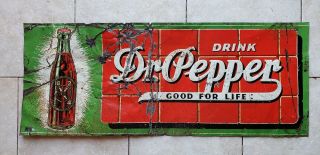 Vintage 1937 Drink Dr Pepper 30 " Tin Embossed Soda Bottle Brick Sign