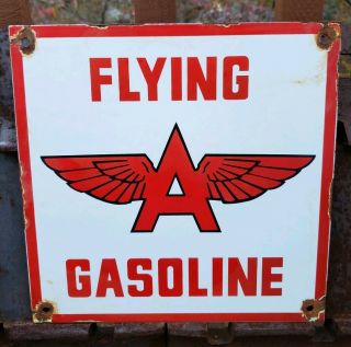 Vintage Flying A Gasoline Porcelain Sign Gas Station Pump Plate Tydol Oil