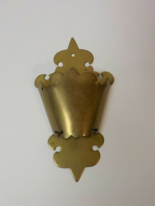 Antique English Brass Wall Mount Match Holder,  C.  Mid - 1800 