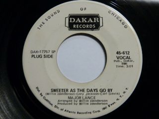 Major Lance - Sweeter As The Days Go By Vg,  Promo
