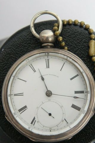 Coin Silver 1866 Antique Waltham 18s 11j Key Wind Open Face Pocket Watch