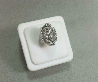Vintage S.  Kirk & Sons Solid Sterling Repousse Floral Ladies Ring Size 4