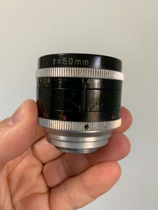 Kern Switar 50mm F1.  4 Vintage C Mount 16mm Camera Movie Lens Angenieux Bolex