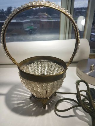 Czech Oslovakia Glass Fruit Basket Lamp Art Deco 1920 Basket Only Cord