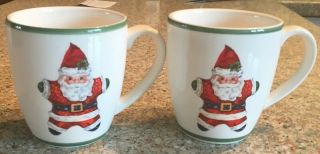 Set Of 2 Christopher Radko Santa Star Traditions Mugs