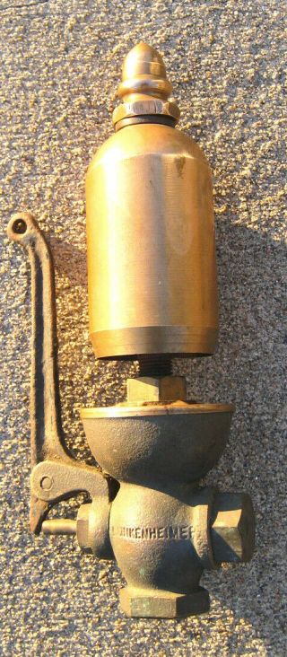 Vintage Brass Lunkenheimer Steam Whistle - 2/200 - 3.  5 " Bell - 9 " Tall - Straight Lever