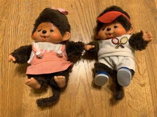 Vintage Monchhichi Monkey Dolls - Set Of 2 - 5”