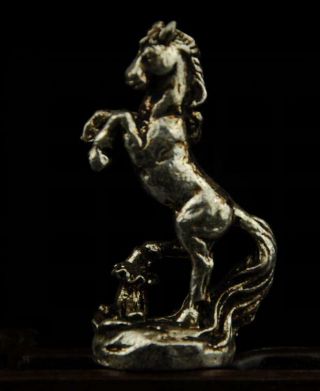 Chinese Old Hand Carved Copper Plating Silver Horse Statue A01