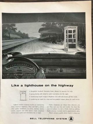1959 Bell Telephone System Phone Booth Print Ad Like A Lighthouse