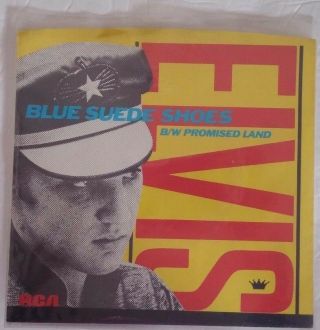Elvis Presley 1984 Pb - 13929 Blue Suede Shoes,  Promised Land,  Blue 45 Record