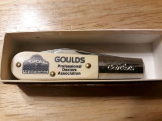 Colonial Barlow 2 Blade Pearl Handle Pocket Knife Usa Advertising Goulds