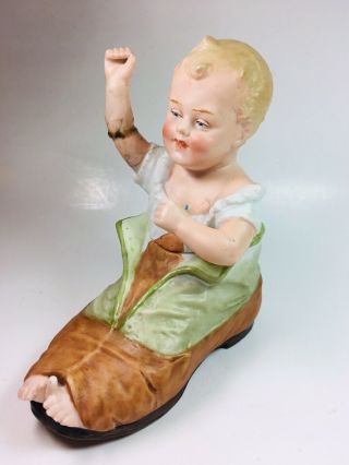 Antique Gebruder Heubach Box Porcelain Bisque Baby In Papa 