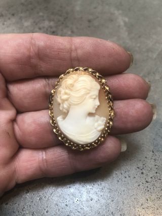 Antique Vintage 14k Yellow Gold Cameo Brooch Pin/pendant