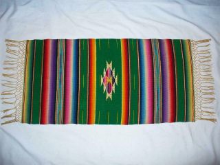 Mexican Saltillo Serape Table Runner - Rug - Wall Hanging - Wool - 36 X 15 " Vtg 1940/50