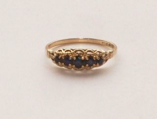 VERY RARE UNUSUAL ANTIQUE VINTAGE SEVEN 7 BLUE SAPPHIRE GOLD RING 2