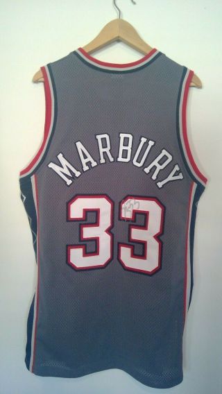 Rare Vintage Champion Signed Jersey Stephon Marbury 33 Jersey Nets Size 44