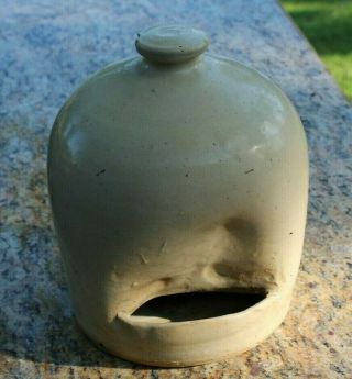 Vintage Stoneware Crock Chicken Waterer Collectible Country Primitive
