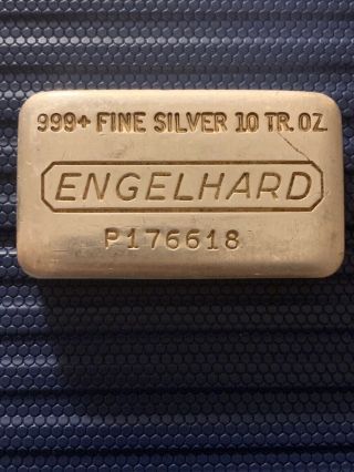 P Series Vintage 10 Oz Engelhard 999,  Fine Silver Bullion Bar / Ingot