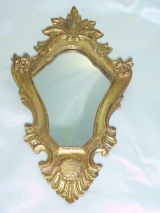 Vintage Italian Florentine Carved Gold Gilded Wood Wall Mirror