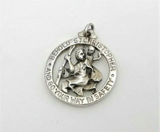 Vintage Behold St Christopher Medal Sterling Silver And Go Your Way In Safety