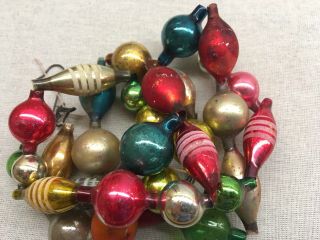 2 Strands Of Vintage Antique Christmas Mixed Shaped Glass Bead Garland Prob.  Ger