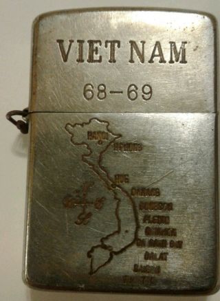 2 Vintage Lighters Zippo Lighter Vietnam War 68 - 69 Ronson Engraved War 2