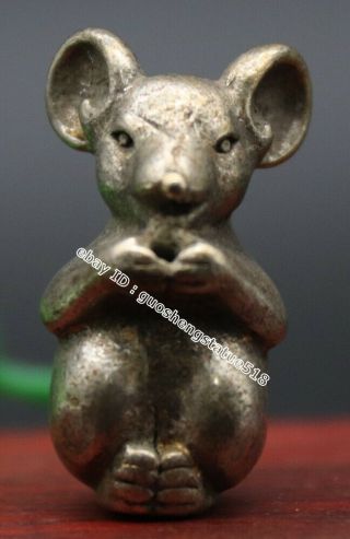 3.  5 Cm Miao Silver Chinese Zodiac Animal Mouse Rat Statue Amulet Sculpture