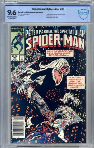 Spectacular Spider - Man 90 (news) Cbcs 9.  6 Milgrom 1st Black Costume,  Black Cat