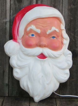 , Vintage,  Lighted St.  Nick Santa Face Union Products Holiday Blow Mold