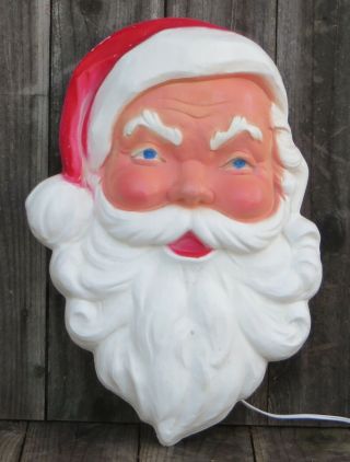 , Vintage,  Lighted St.  Nick Santa Face Union Products Holiday Blow Mold 3