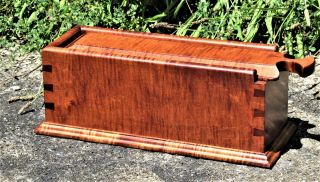 Tiger Maple Candle Box With Fishtail Lid